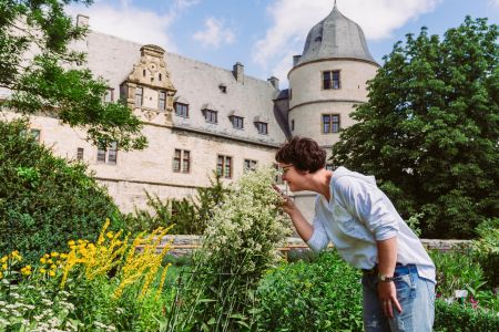 Der Kräutergarten des Kreismuseums Wewelsburg bietet sich als Ausgangs- oder Endpunkt für einen Rundgang durch die Dauerausstellung des Historischen Museums des Hochstifts Paderborn an. Am Sonntag den 9. August stehen um 15 Uhr Museumspädagoginnen für Rückfragen zur Verfügung. (Foto Lina Loos; Copyright Kreismuseum Wewelsburg)